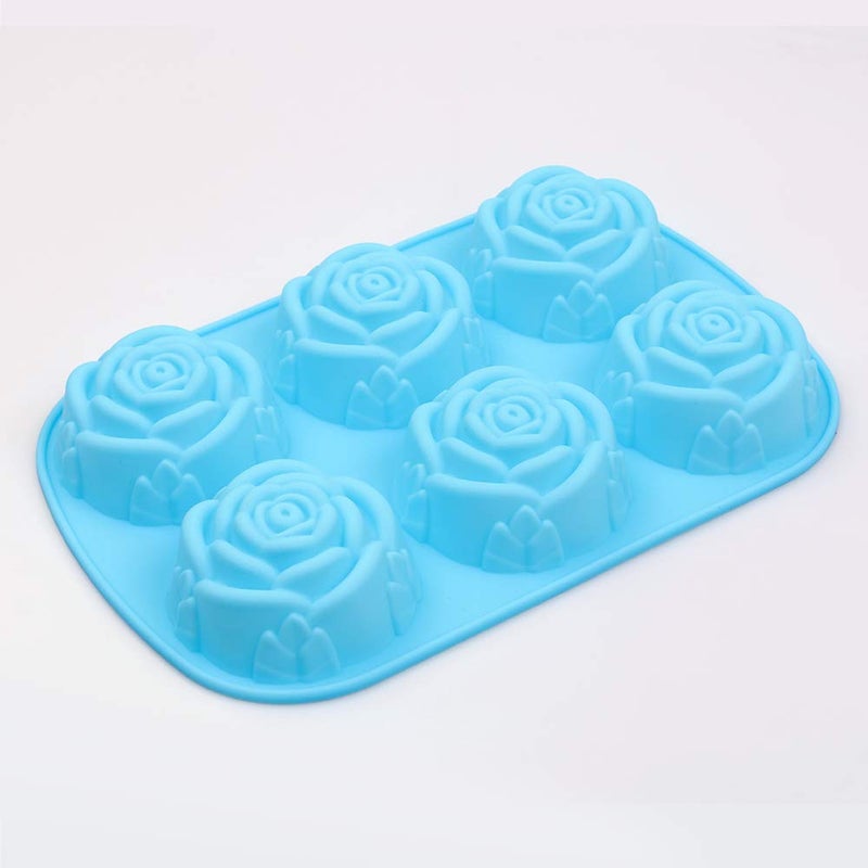 homEdge 6-Cavity Silicone Flowers Shaped Mold, Set of 3PCS Non Stick Silicone Jumbo Rose Mold for Candy Chocolate Jelly, Ice Cube â€“ Roses - Image 2